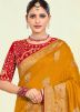Yellow Stone Work Saree In Silk