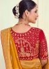 Yellow Stone Work Saree In Silk