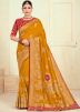 Yellow Stone Work Saree In Silk
