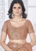 Brown Sequins Embroidered Saree In Tissue