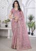 Pink Embroidered Tissue Saree