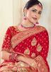 Red Stone Work Saree In Silk