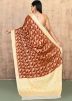 Rust Brown Woven Georgette Saree