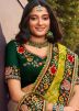 Green Embroidered Half N Half Saree