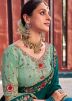 Teal Green Embroidered Border Saree