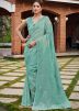 Turquoise Silk Embroidered Saree