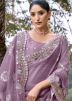 Lavender Net Embroidered Saree & Blouse