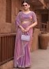 Purple Sequin Work Saree In Satin