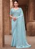 Blue Embroidered Satin Saree
