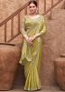 Yellow Sequin Work Saree In Satin