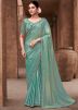 Blue Embroidered Satin Saree