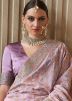 Purple Sequin Work Saree In Tissue