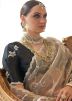 Beige Embroidered Saree In Tissue