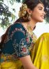 Yellow Embroidered Silk Saree