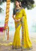 Yellow Embroidered Silk Saree