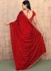 Red Handwork Saree In Jacquard