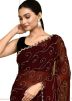 Brown Embroidered Georgette Saree