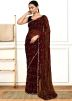 Brown Embroidered Georgette Saree