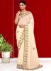 Cream Handwork Saree In Georgette