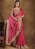 Red Embroidered Satin Saree