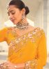 Yellow Embroidered Border Saree & Blouse