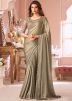 Green Sequins Work Saree In Chiffon