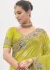 Mehendi Green Embroidered Border Saree
