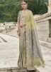 Grey & Green Embroidered Border Saree