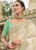 Off White Embroidered Border Silk Saree