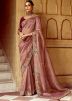 Pink Embroidered Silk Saree