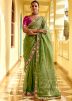 Green Embroidered Silk Saree