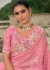 Pink Sequin Work Saree In Dola Silk