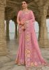 Pink Sequin Work Saree In Dola Silk