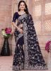 Purple Georgette Saree In Resham Work