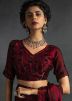 Maroon Embellished Satin Saree