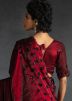 Maroon Embellished Satin Saree