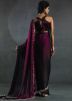Wine Stone Work Saree In Satin