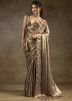 Golden Sequin Work Saree In Satin