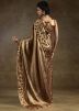 Golden Sequin Work Satin Saree