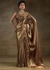 Golden Sequin Work Satin Saree