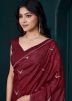 Maroon Crape Silk Embellished Saree