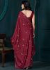 Maroon Crape Silk Embellished Saree
