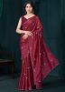 Maroon Crape Silk Embellished Saree