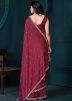 Maroon Embroidered Saree In Crape