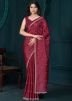 Maroon Embroidered Saree In Crape