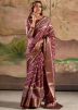 Maroon Printed Dola Silk Saree