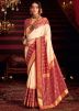 Cream Woven Border Silk Saree