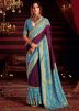 Purple Printed Silk Saree & Blouse