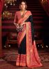 Black Silk Saree In Printed Work