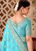 Blue Embroidered Viscose Saree